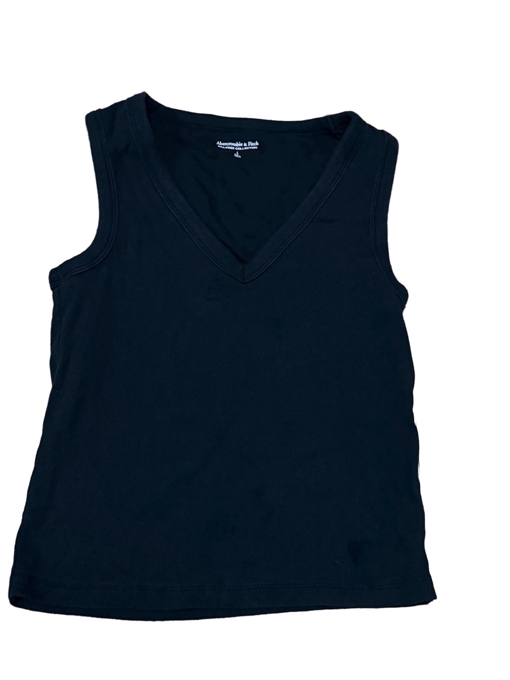 Abercrombie & Fitch Women's Dark Navy V-Neck Ribbed Tank